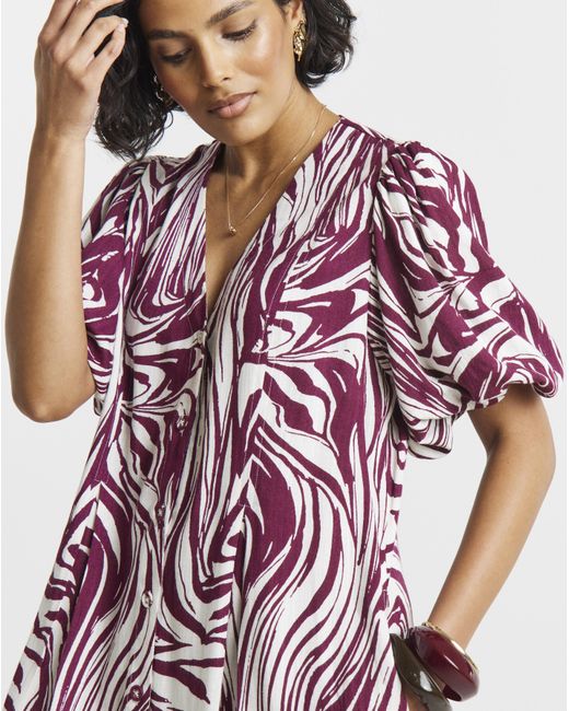 Simply Be Multicolor Printed Linen Button Up Shift Dress