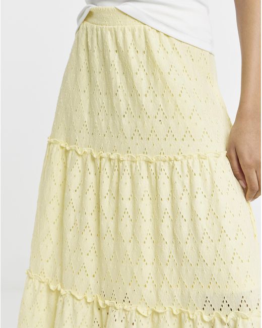 Vila Yellow High Waist Midi Skirt