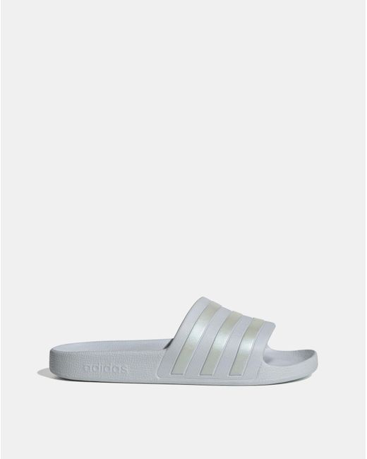 Adidas White Adilette Aqua Slides
