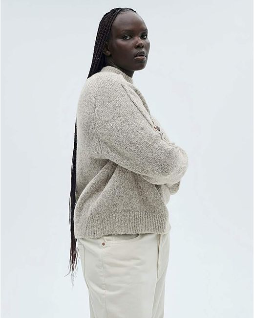 Mango White Creme High Neck Sweater