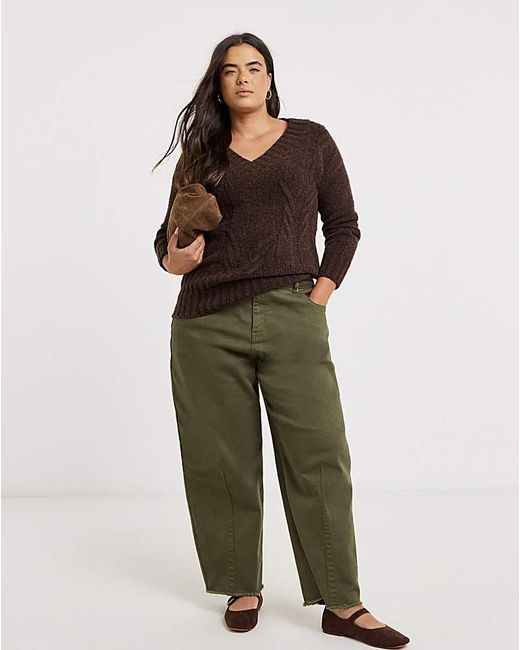 Simply Be Black V-Neck Cable Boucle Tunic