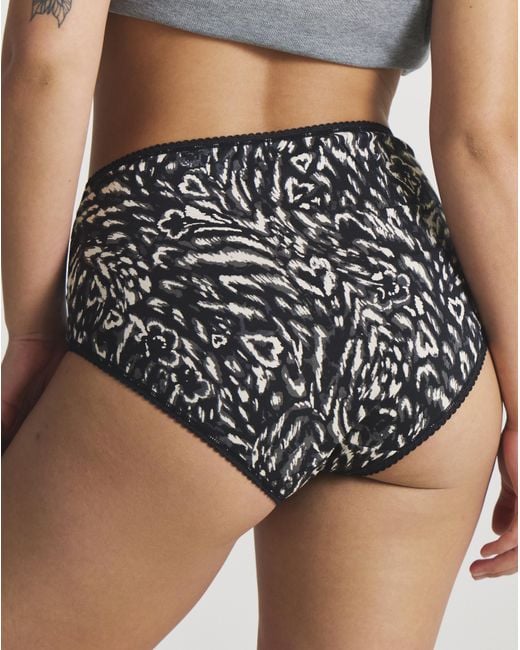 Pretty Secrets Black 4 Pack Lace Top Full Knickers