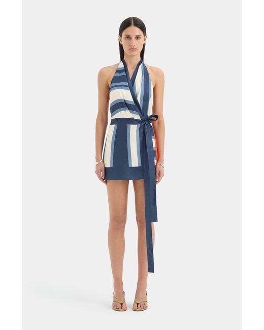 Sir Blue Dazed Wrap Halter Mini Dress