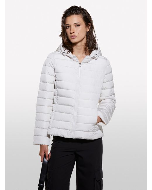 Sisley White Padded Jacket With Hood