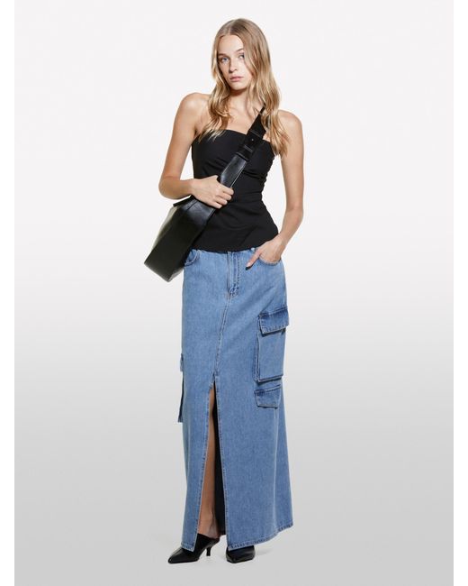 Sisley Blue Denim Skirt With Slit