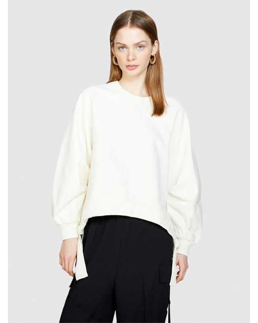 Sisley White Oversized Sweatshirt With Drawstring
