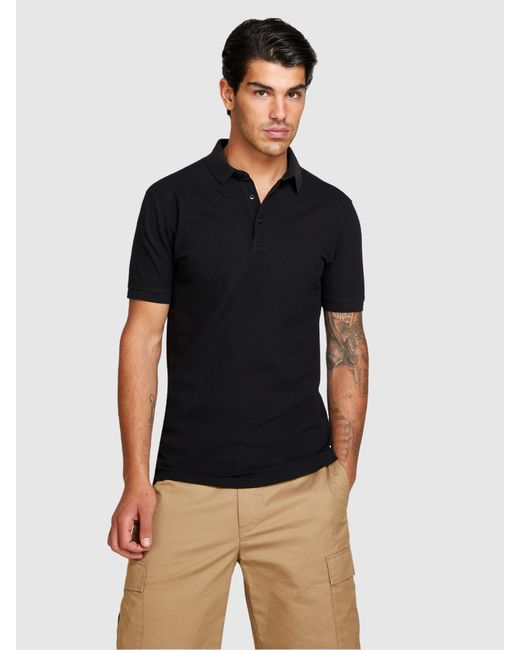 Sisley Slim Fit Poloshirt in Black für Herren