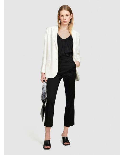 Sisley White Cropped Flared Trousers