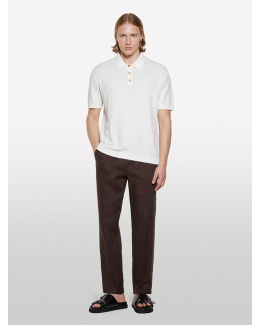 Polo Bianco Panna In Maglia di Sisley in White da Uomo