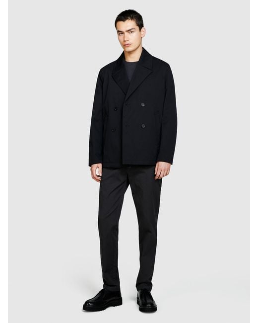 Sisley Blue Double-breasted Peacoat for men