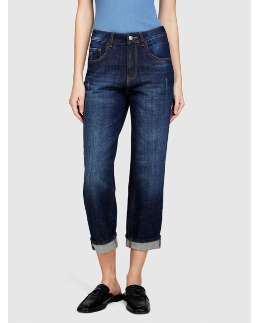 Jeans Manhattan Regular Fit Con Risvolto di Sisley in Blue
