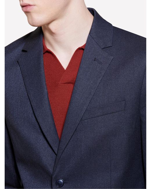 Sisley Blue Dark Yarn Dyed Blazer, , Dark for men