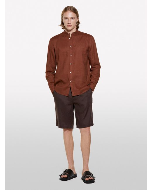Bermuda Marrone Scuro 100% Lino di Sisley in Red da Uomo