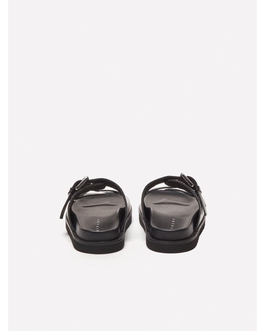 Sisley Black Leather Slippers With Stitching