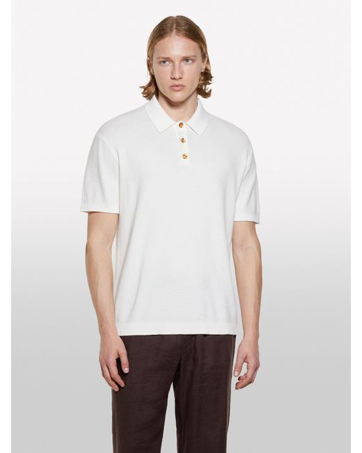 Polo Bianco Panna In Maglia di Sisley in White da Uomo