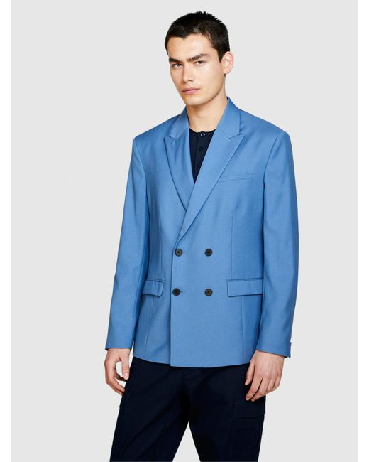 Sisley Zweireihiger Blazer In Slim Comfort Fit in Blue für Herren