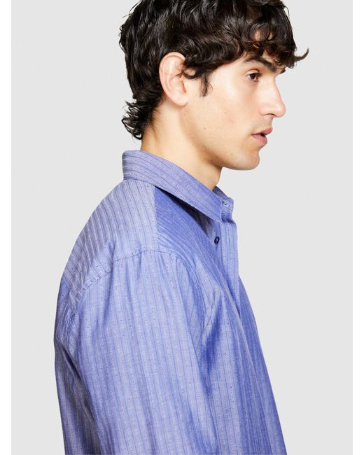 Sisley Blue Yarn Dyed Shirt for men
