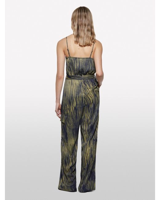 Sisley White Animal Print Satin Jumpsuit