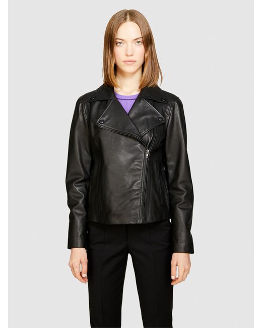 Sisley Black 100% Leather Biker Jacket