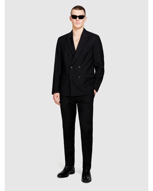 Sisley Zweireihiger Blazer In Slim Comfort Fit in Black für Herren