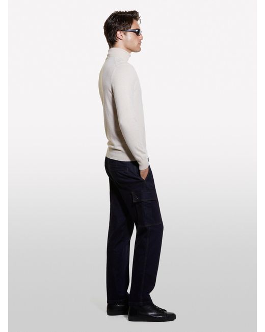 Sisley White Regular Fit Sweater With High Neck for men