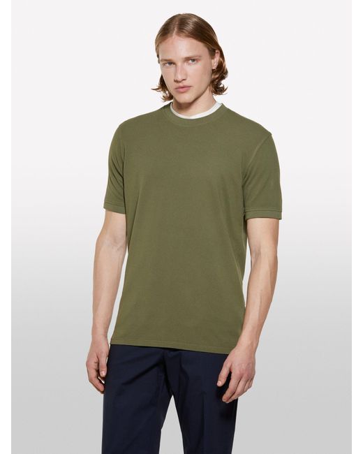 T-shirt Verde Militare A Maniche Corte di Sisley in Multicolor da Uomo