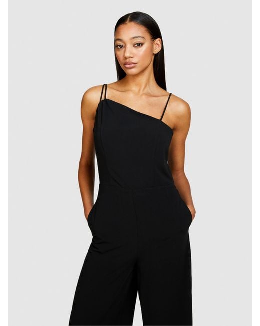 Sisley Black Jumpsuit With Uneven Neckline