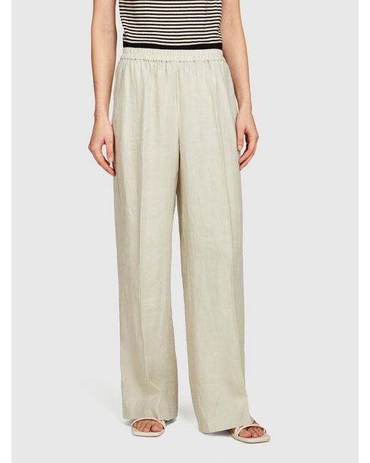 Sisley White 100% Linen Flare Fit Trousers
