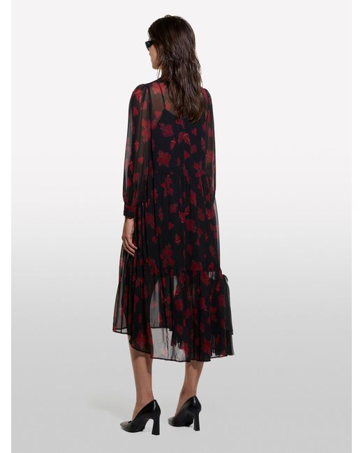 Sisley Red Chiffon Shirt Dress With Hearts