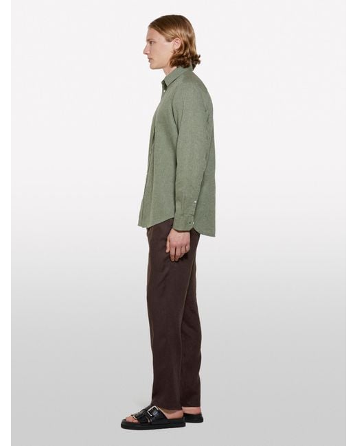 Sisley Salbeigrünes Hemd Aus Leinenmischung, Mann, Größe in Green für Herren