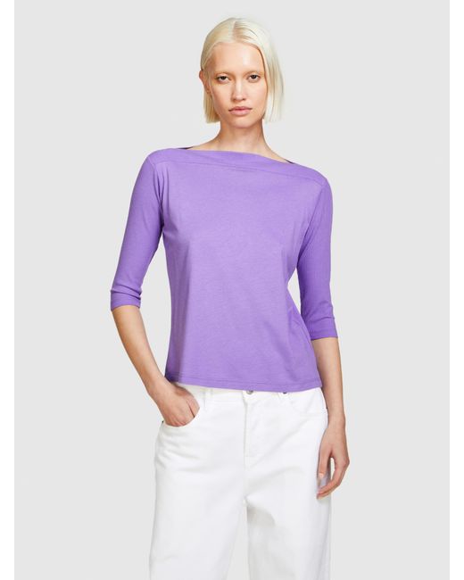 Sisley Purple T-shirt Mit Abgerundetem Unterrand