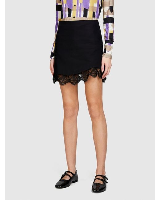 Sisley Black Mini Skirt With Lace