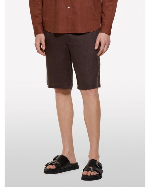 Bermuda Marrone Scuro 100% Lino di Sisley in Red da Uomo