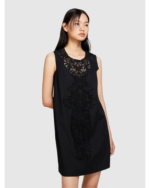 Sisley Black Sleeveless Dress With Crochet