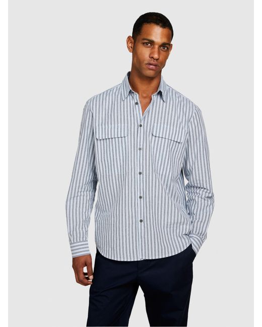 Sisley Blue Striped Shirt for men