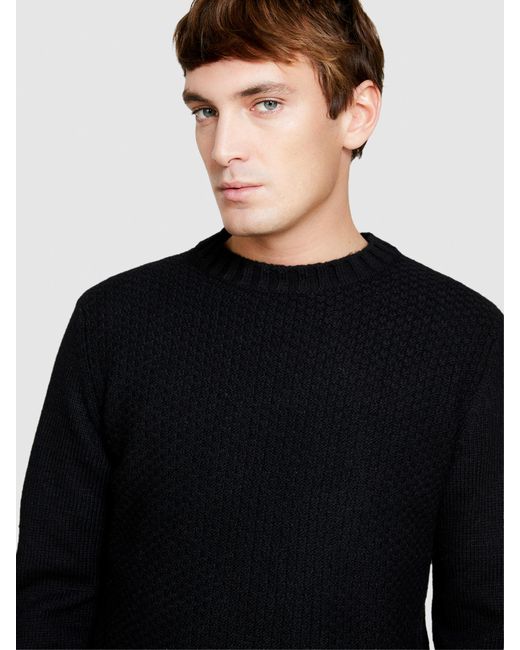 Sisley Black Knit Sweater for men