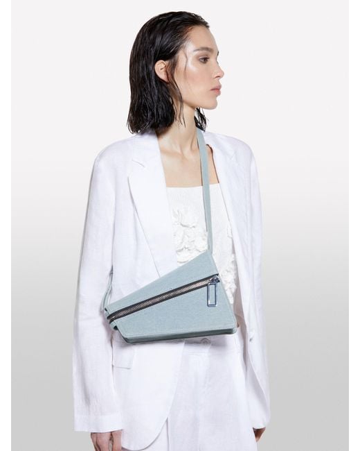 Sisley Blue Asymmetric Denim Bag With Shoulder Strap