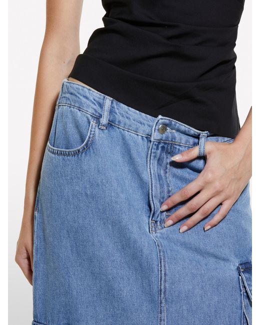 Sisley Blue Denim Skirt With Slit