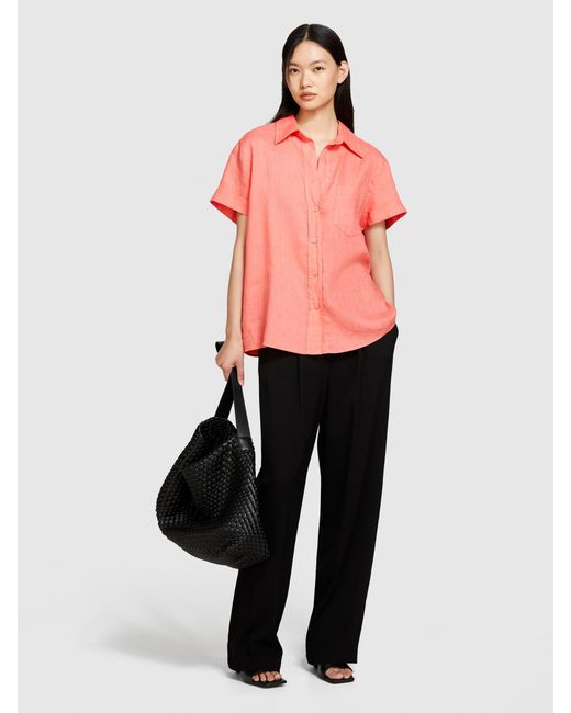 Sisley Pink Short Sleeve 100% Linen Shirt