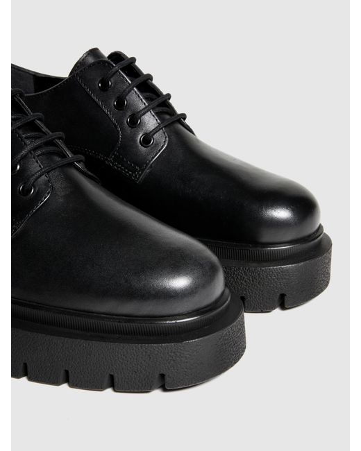 Sisley Black Leather Derby Shoes With Chunky Soles