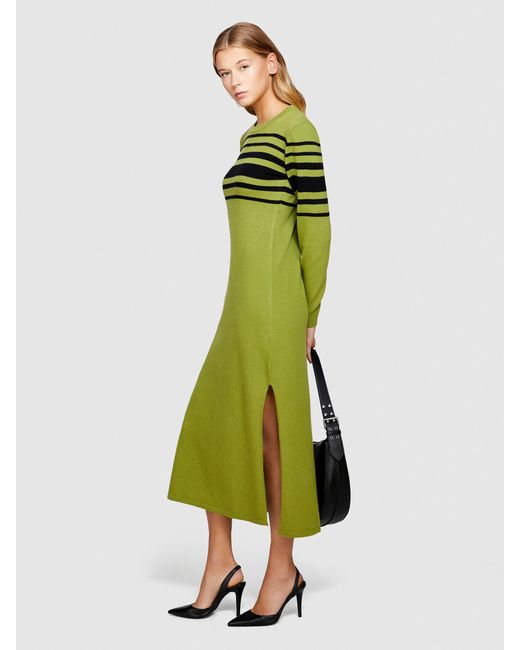 Sisley Green Knit Dress With Stripes