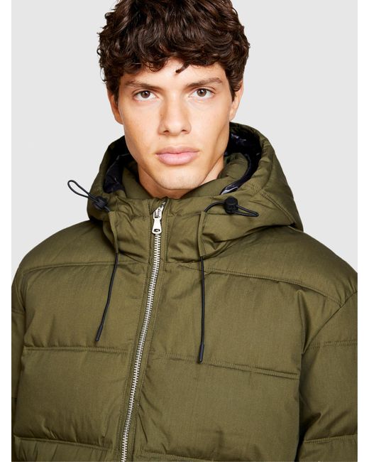 Sisley Green Padded Jacket With Hood for men