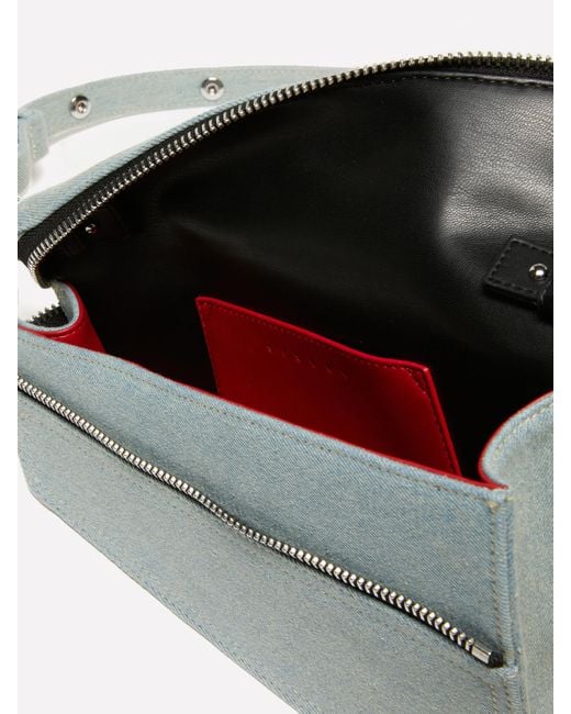 Sisley Blue Asymmetric Denim Bag With Shoulder Strap