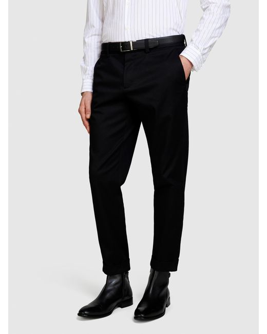 Sisley Black Solid Color Trousers for men