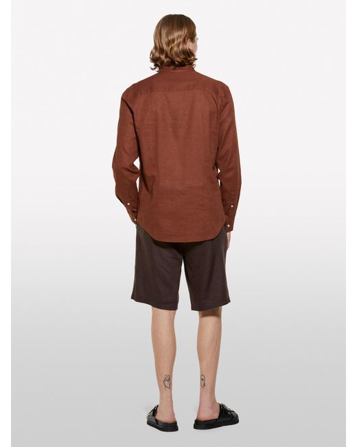 Bermuda Marrone Scuro 100% Lino di Sisley in Red da Uomo