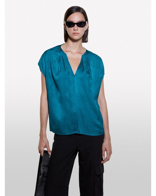 Sisley Blue Jacquard Blouse