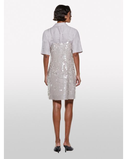 Camicia Grigia A Maniche Corte In 100% Lino di Sisley in White