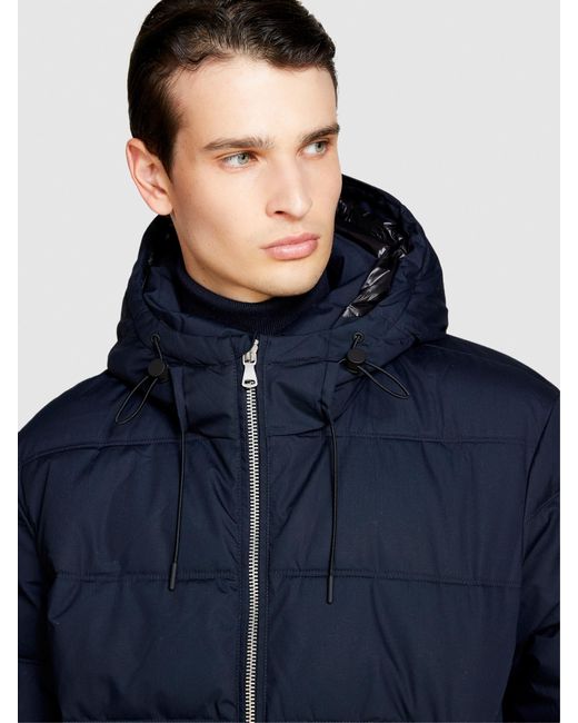 Sisley Blue Padded Jacket With Hood for men