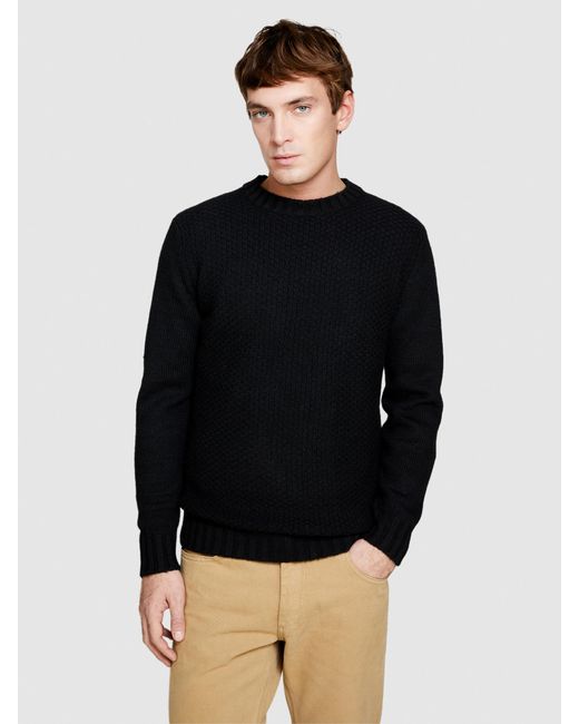 Sisley Black Knit Sweater for men
