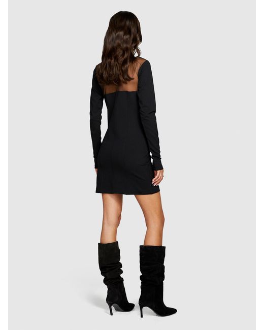 Sisley Black Short Dress With Tulle